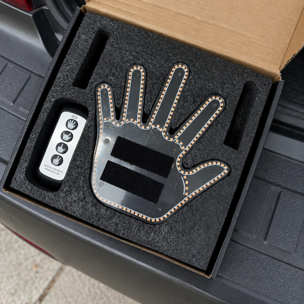 Glo Sign LED display and remote inside packaging